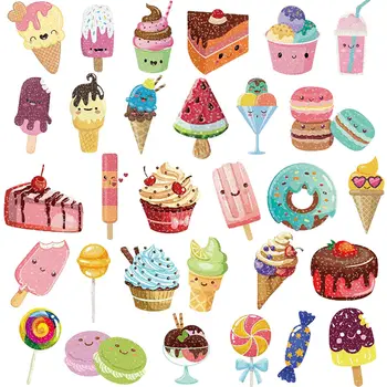 Tatuaggi temporanei con gelato glitterato per ragazze - 120 stili glitter, gelato, lecca-lecca, tatuaggi con torta a ciambella - Dolce tatuaggio estivo