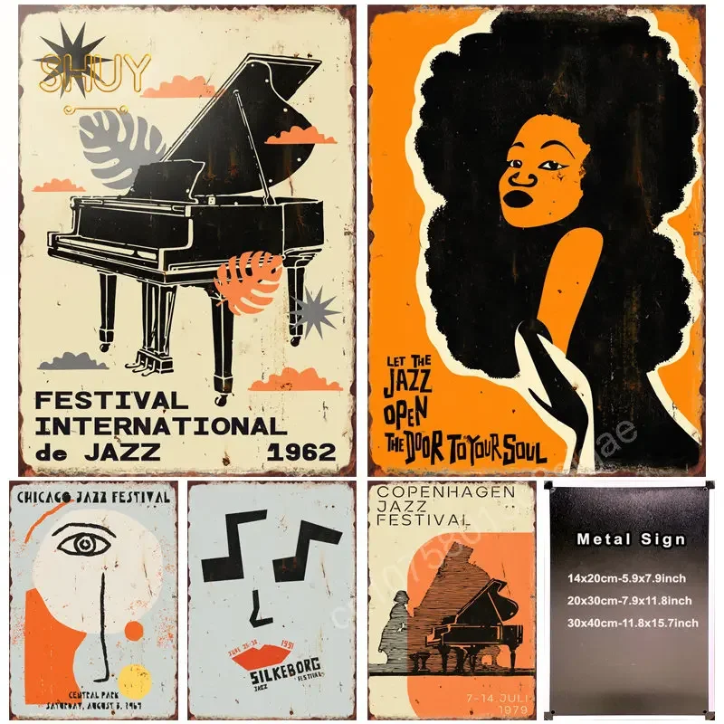 

Minimalist Jazz Festival Metal Tin Sign Cafe Club Pub Bar Party Piano Store Mall Wall Decor Home Bedroom Living Room Decoration