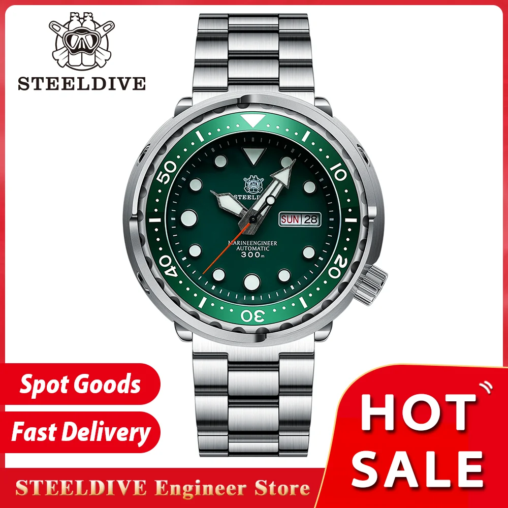 STEELDIVE-Relógio de mergulho clássico masculino, movimento mecânico, moldura cerâmica, luminoso suíço, atum pode, NH36, SD1975W V2, 300m