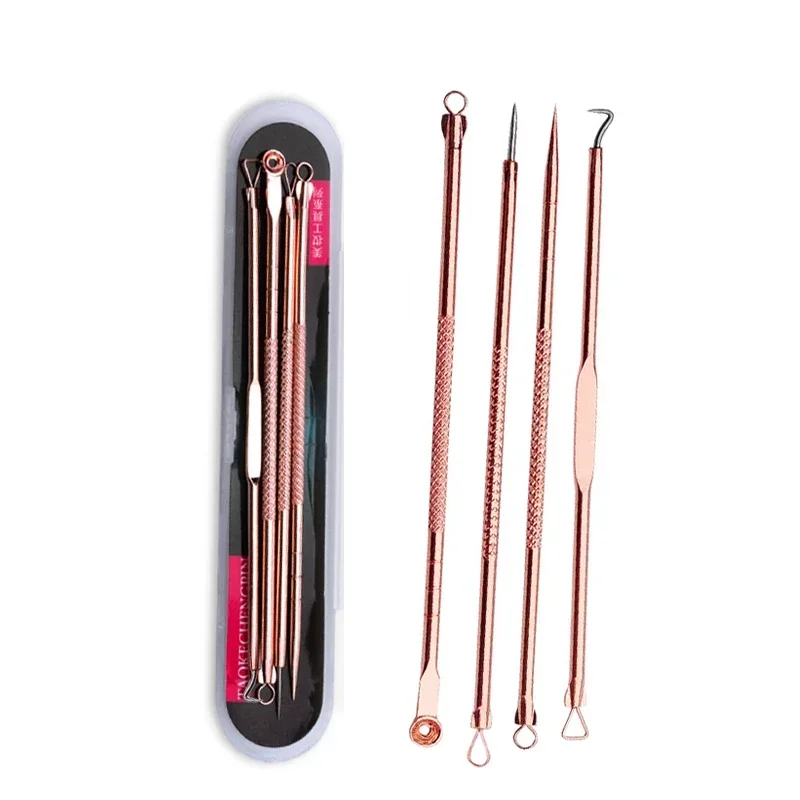 Acne Needles Set Stainless Steel Pimples Tweezers Clip Face Pore Cleaner Fat Particles Nose Blackhead Pimple Removal Tools 1 Box