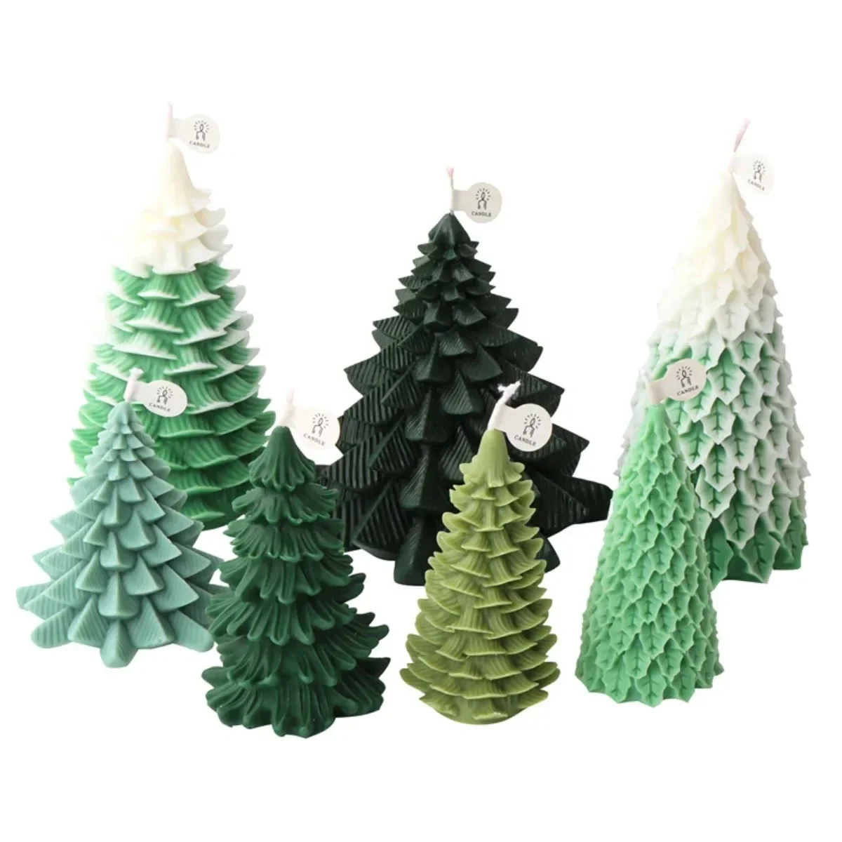 3D Christmas Tree Candle Silicone Mold Handmade Soap Plaster Resin Baking Tools Party Cake DIY Decompression Toy Making Kit