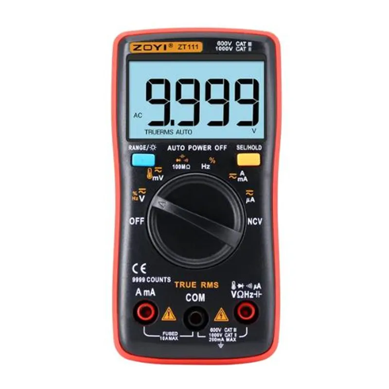 Zt111 Multimetro Digitale Professionale 9999-Count Dc Ac Tester Di Corrente Di Tensione True Rms Ncv Dc Ac Voltmetro Condensatore Meter