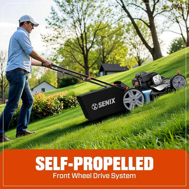 21'' Self Propelled Gas Lawn Mower - Front Wheel Drive, 140 cc 4-Cycle Briggs & Stratton Engine, 3-in-1 Bagging, Mulching, and 2