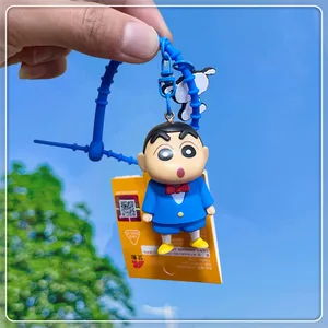 New Anime Crayon Shin-chan Kawaii Q version Cos Cross dress Funny Figure PVC Model Toys Doll Couple pendant Keychain Gifts