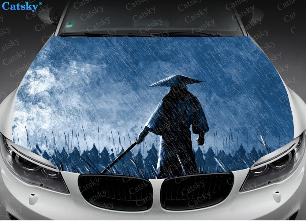 

Samurai, Japanese samurai,Samurai, Japanese samurai,Car hood wrap lion decal, bonnet vinyl sticker, full color graphic decalar