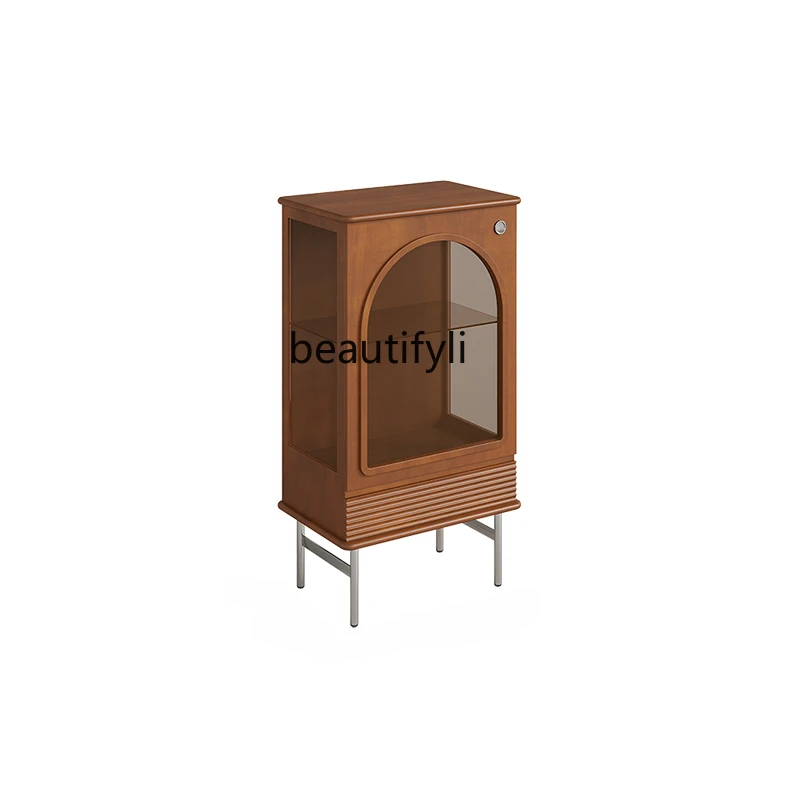 

Nordic Solid Wood Small Side Cabinet TV Side Cabinet Retro Clothes Closet Living Room Sofa Locker Hallway Storage Cabinet