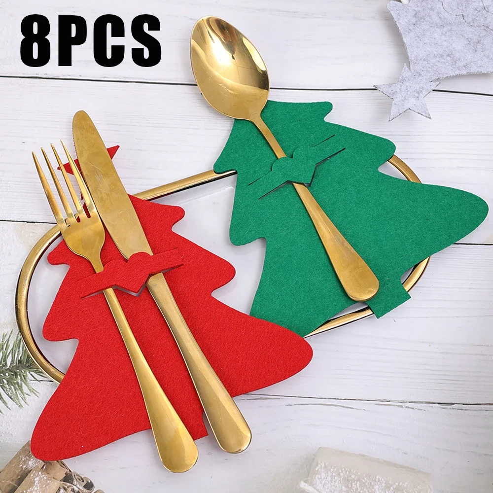 

8/1 шт., новогодние сумки-держатели для столовых приборов