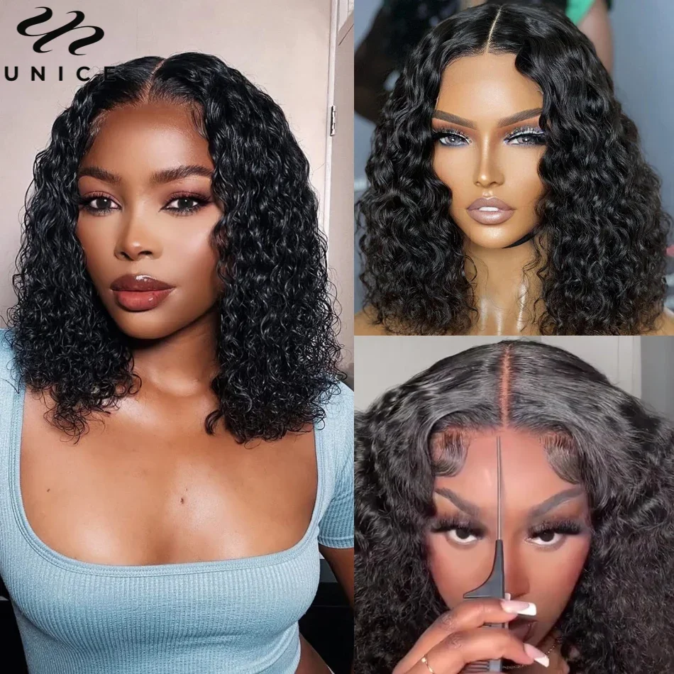 UNice Hair Bye Bye Knots Wig Water Wave Wear Go Wig Short Bob 7x5 Lace Glueless Human Hair Wig for Women Virgin Brazilian Hair
