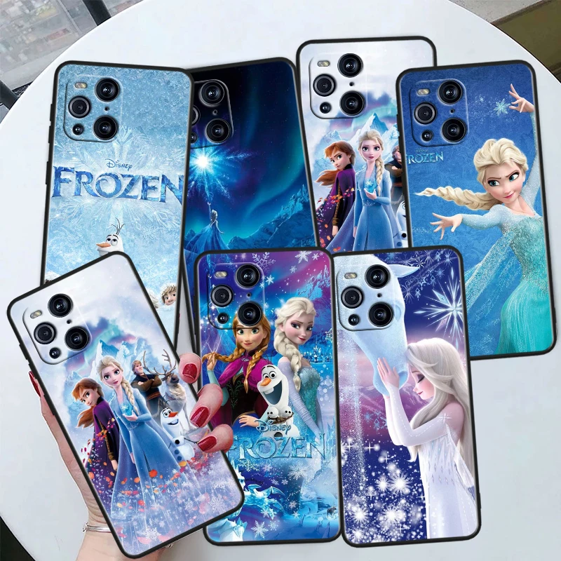 Disney Frozen Elsa Cute For Oppo Find X6 X5 X3 X2 F21S F21 Pro Lite Neo Black Silicone Fundas Soft Cover Capa Phone Case