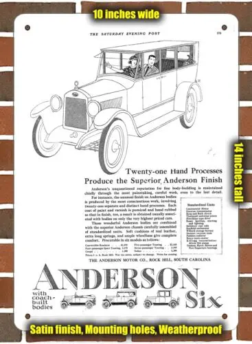 

Металлический знак 1920 Anderson Six Sedan- 10x14 дюймов