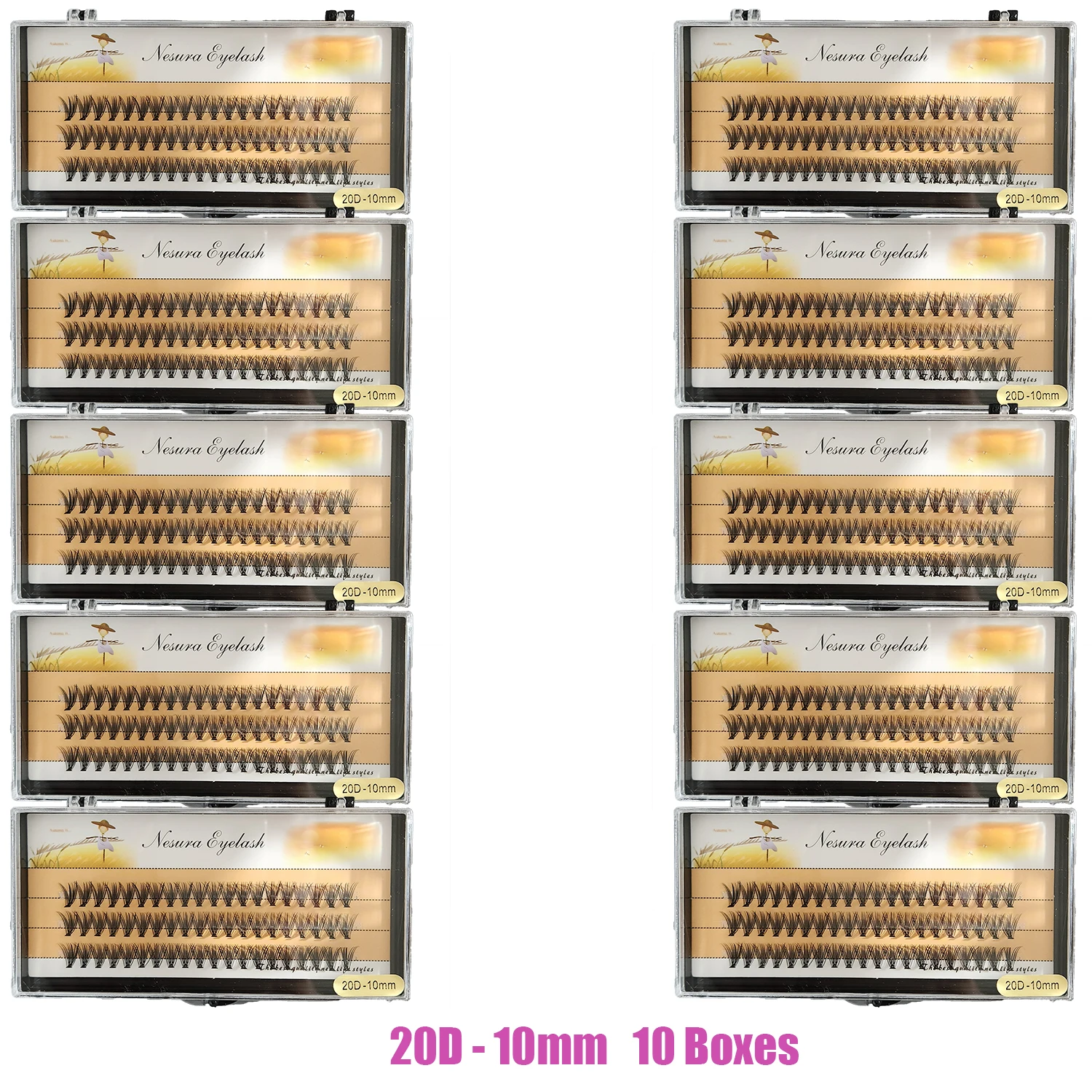 Sackvis10 Stück/Lot Cluster-Wimpern, 3 Reihen, 10D/20D/30D/40D, natürlicher Stil, individuelle Wimpernbündel, handgefertigter Lieferant