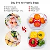 5pcs Fruit Vegetable Storage Mesh Bags Reusable Net Bags Kitchen Food Organizer Washable Toys Grocery Storage Packaging Bag 5