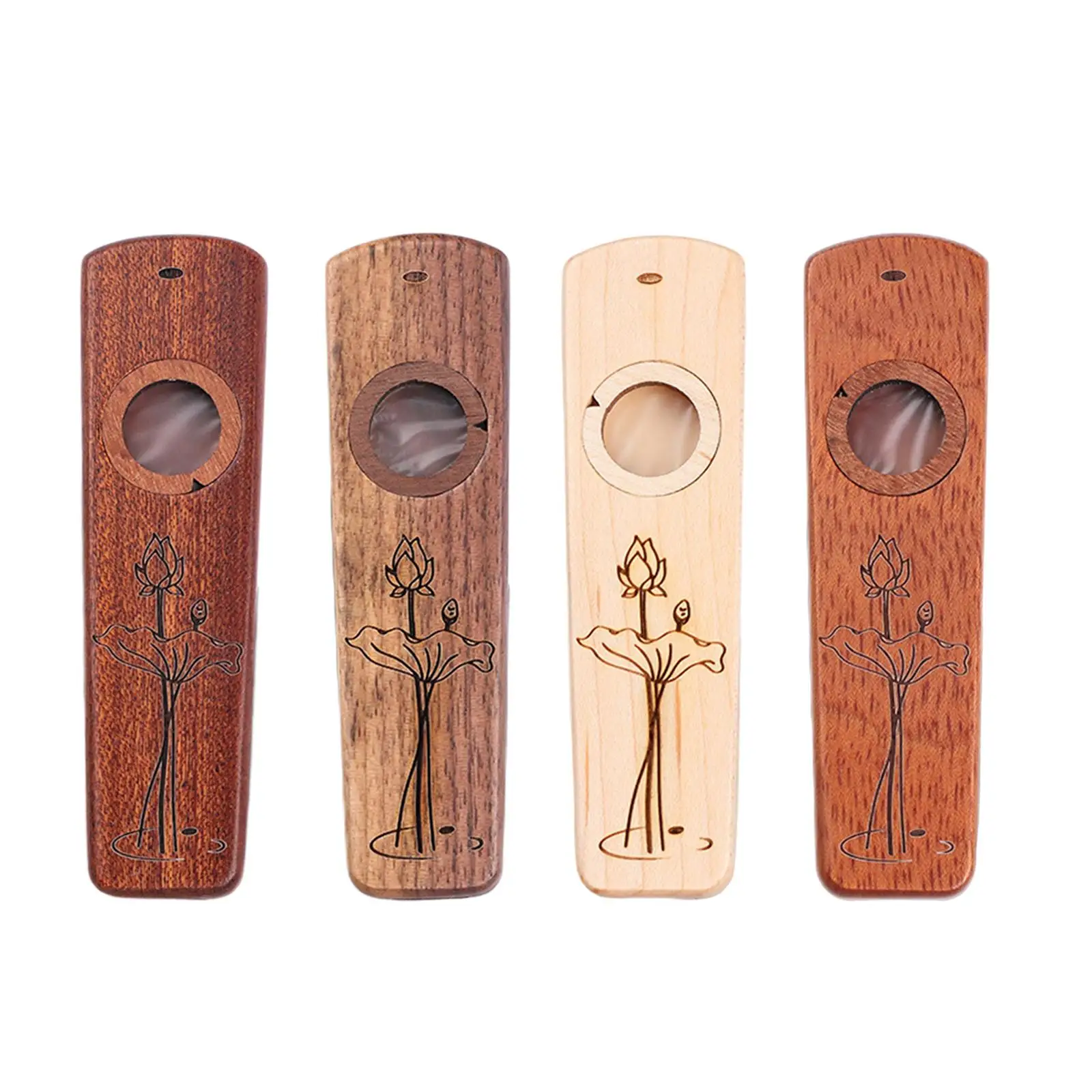 

Wood Harmonica Flutes with Case for Guitar Accompany Musical Instrument Wooden Kazoo