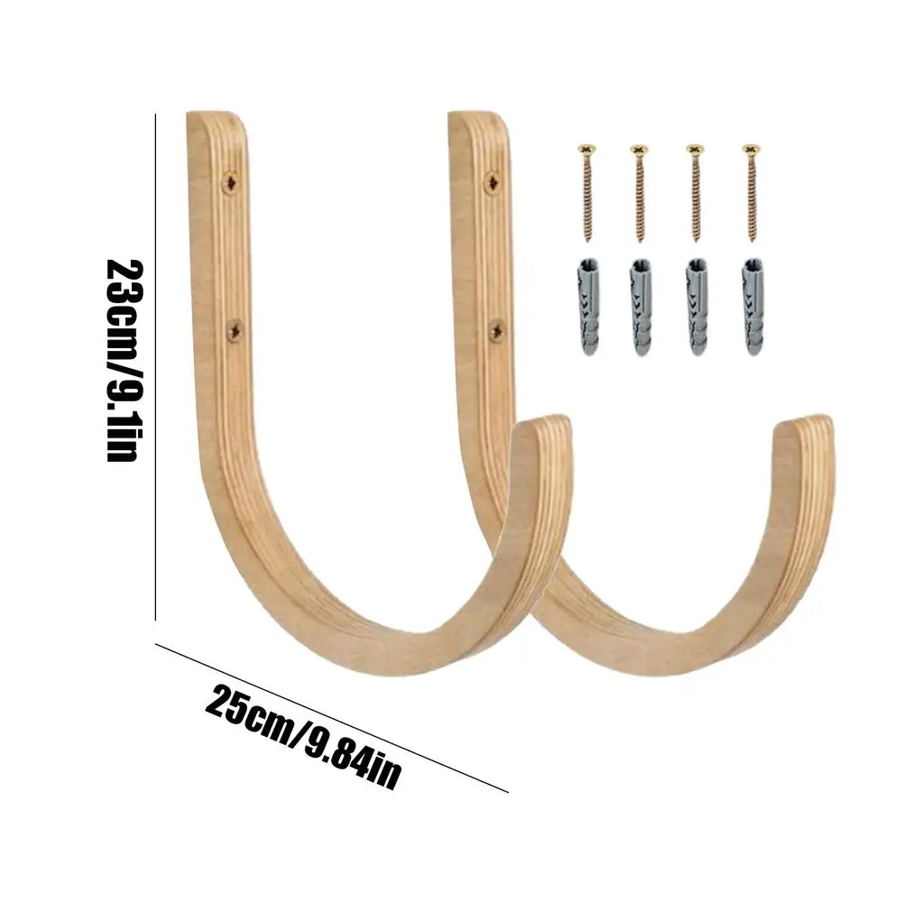 Wooden Wall-Mounted Yoga Mat Organizer - Space-Saving Exercise Mat Rack for Home Workouts (Set of 2)