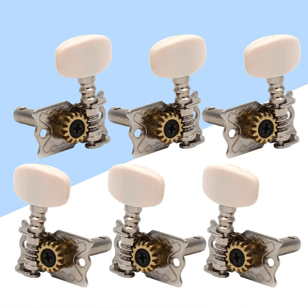

6pcs Guitar Shape Volume Tone Control Knobs 3L3R Replacement for Electric bass Guitar ( White )