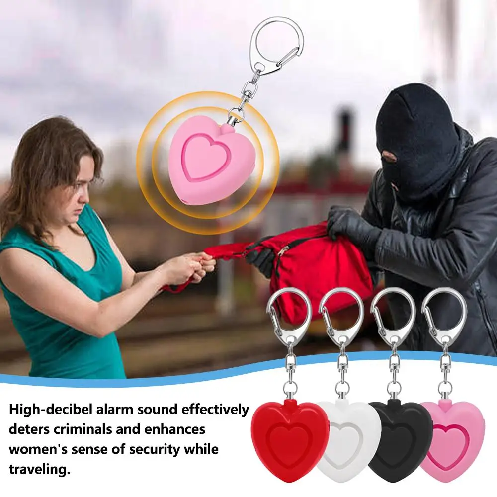 Heart-Shaped Personal Safety Alarm Keychain with High Decibel Emergency Alert