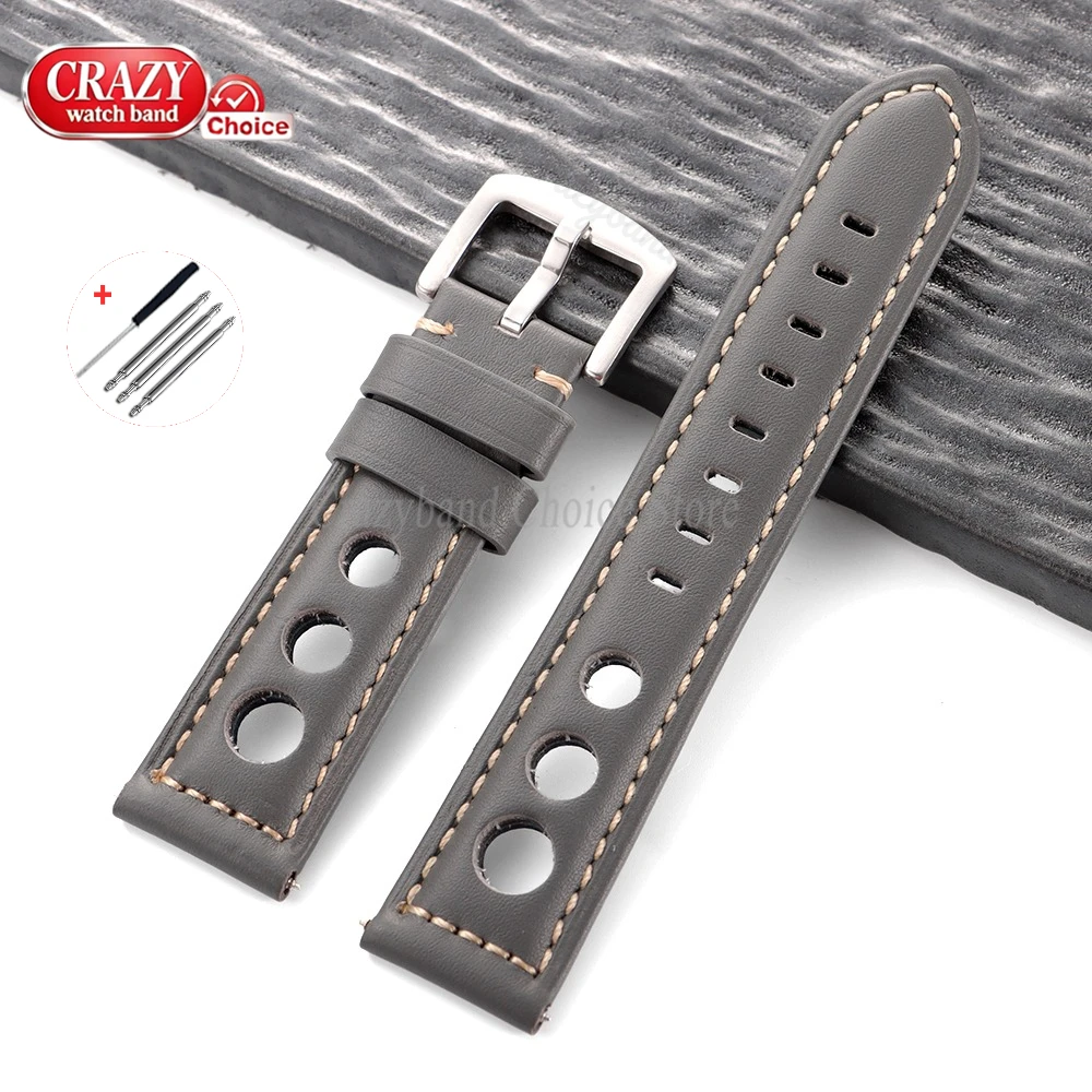 Vintage Brown Cowhide Leather Watch Strap with Pin Buckle - Unisex Wrist Band