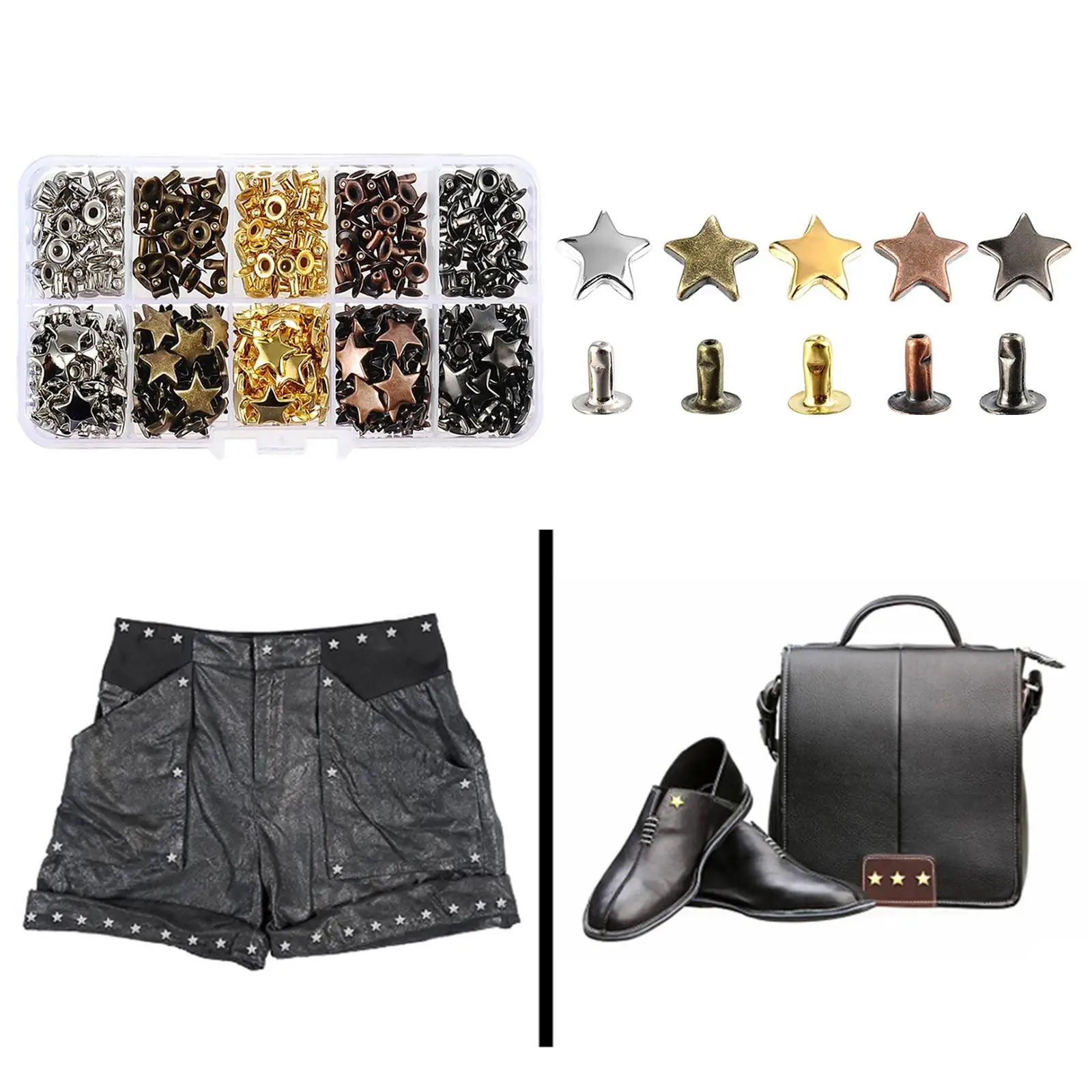 Leather Star Rivets Metal Studs Garment Rivets for Handbags Bag Jeans Belts