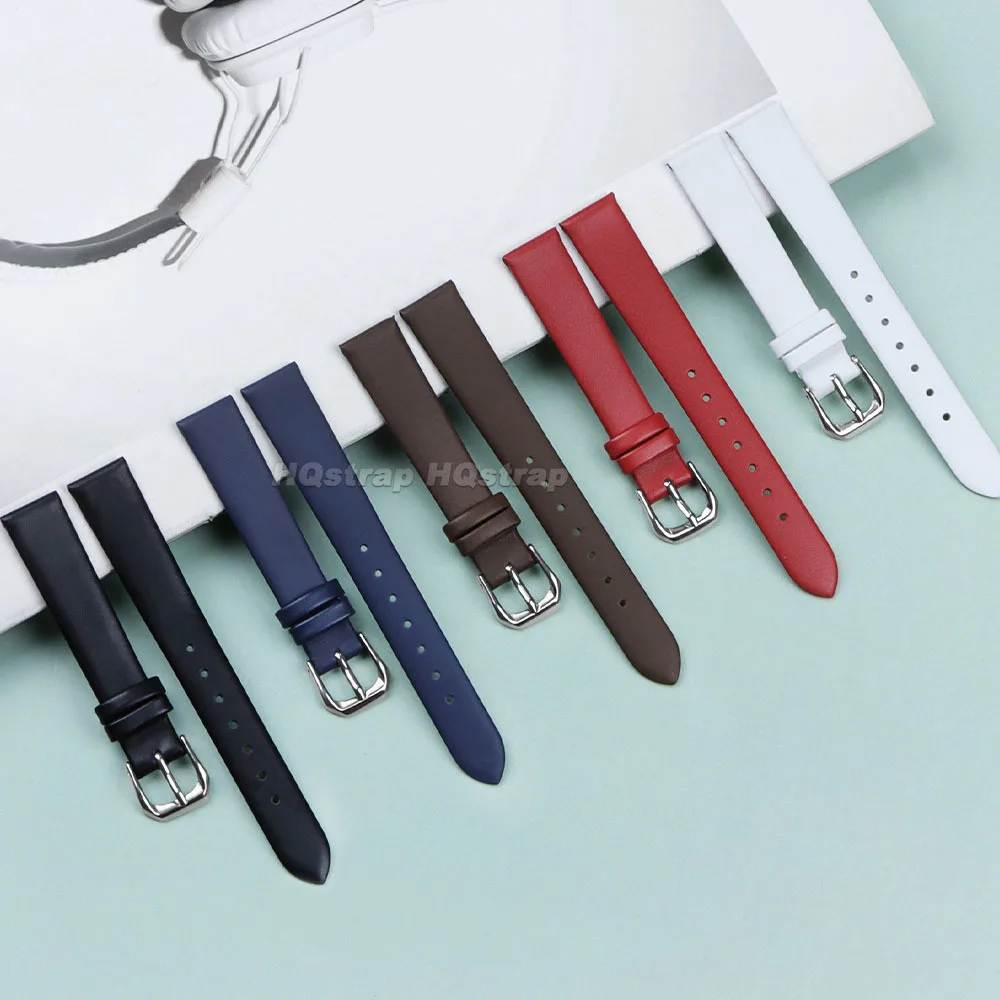Luxurious Ultra-Thin Soft Leather Watch Strap with Pin Buckle - Sporty and Elegant Unisex Design
