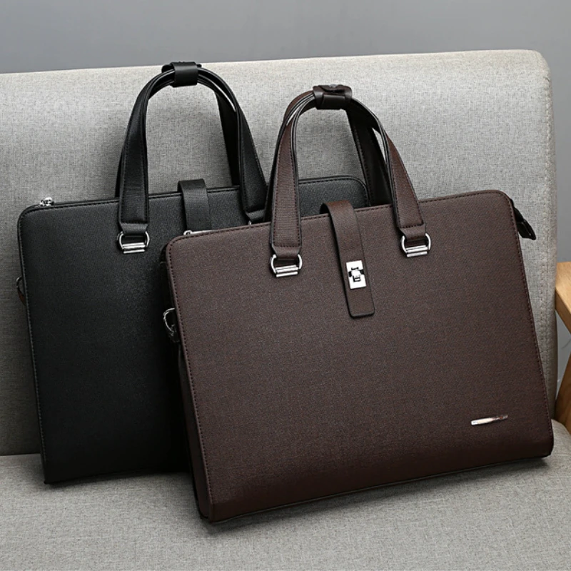New men's handbag, trendy business computer bag, business travel file bag, trendy one shoulder crossbody briefcase