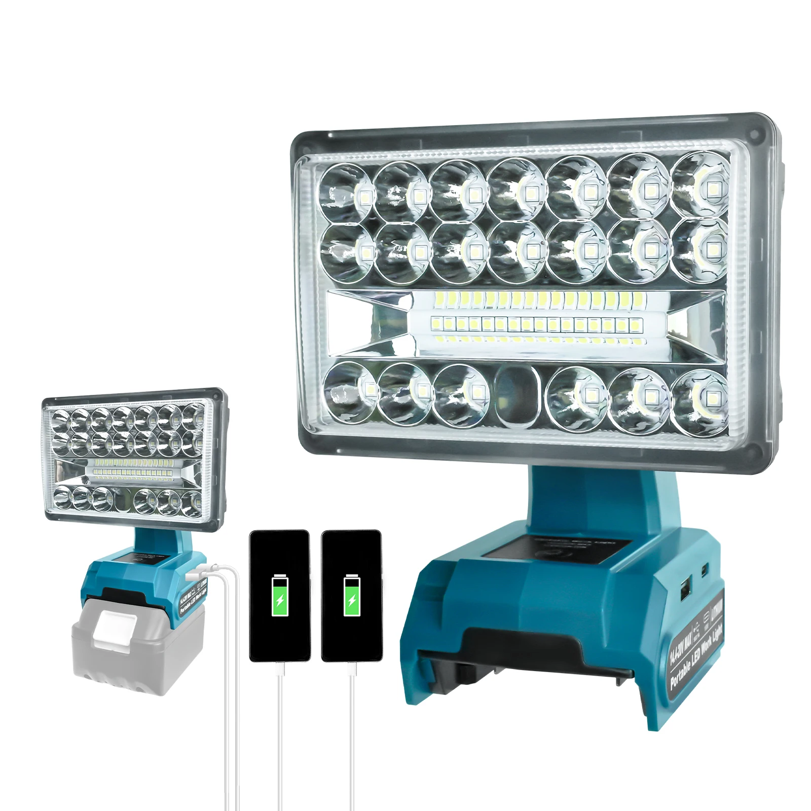 

28W 2000LM LED Work Light Flashlight Outdoor Emergency Lighting with USB Type-C Port Lamp for Makita 14.4-20V Li-ion Battery