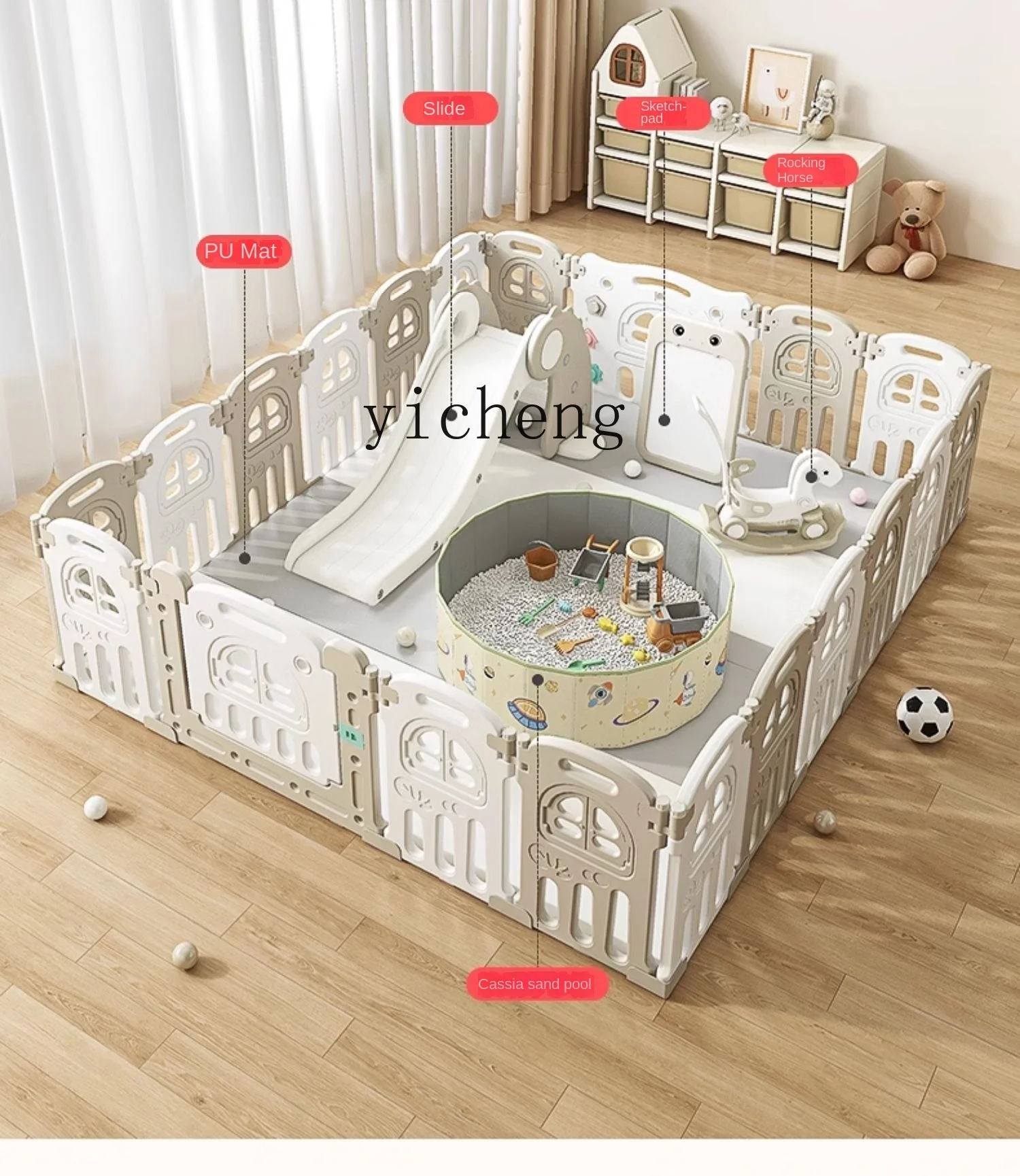 Tqh Baby Fence Foldable Game Fence Ground Crawling Mat Child Play Mat