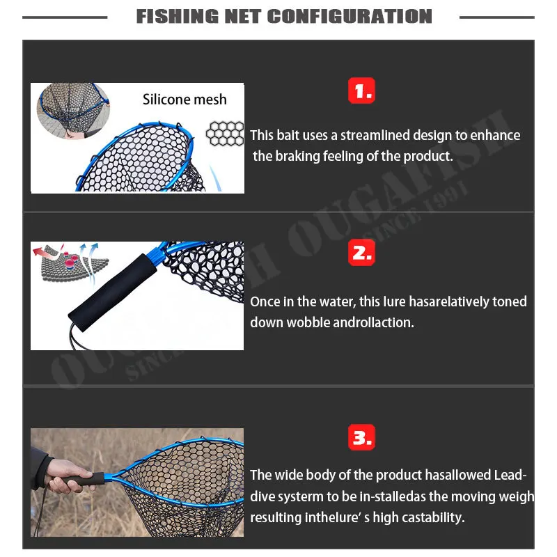 Fishing Net Silicone Aluminium Alloy Landing Outdoor Eva Handle Ultralight  Portable Nets Pesca Accesorios Mar Crape Equipment