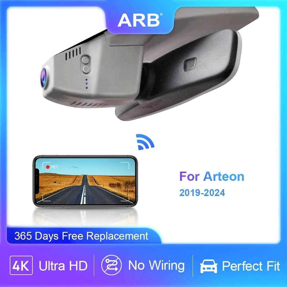 

Видеорегистратор для VW Volkswagen Arteon 2023 2022 2021 2020 2019, ARB 4K OEM Look, Автомобильный видеорегистратор с Wi-Fi и управлением через приложение