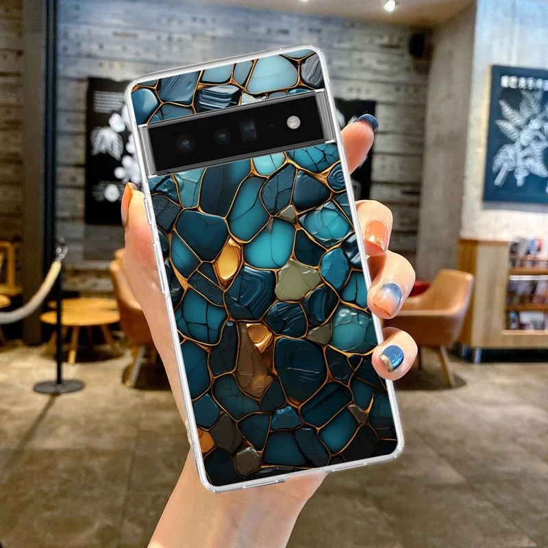 Elegant Marble Design Shockproof Silicone Phone Case - Transparent Shell
