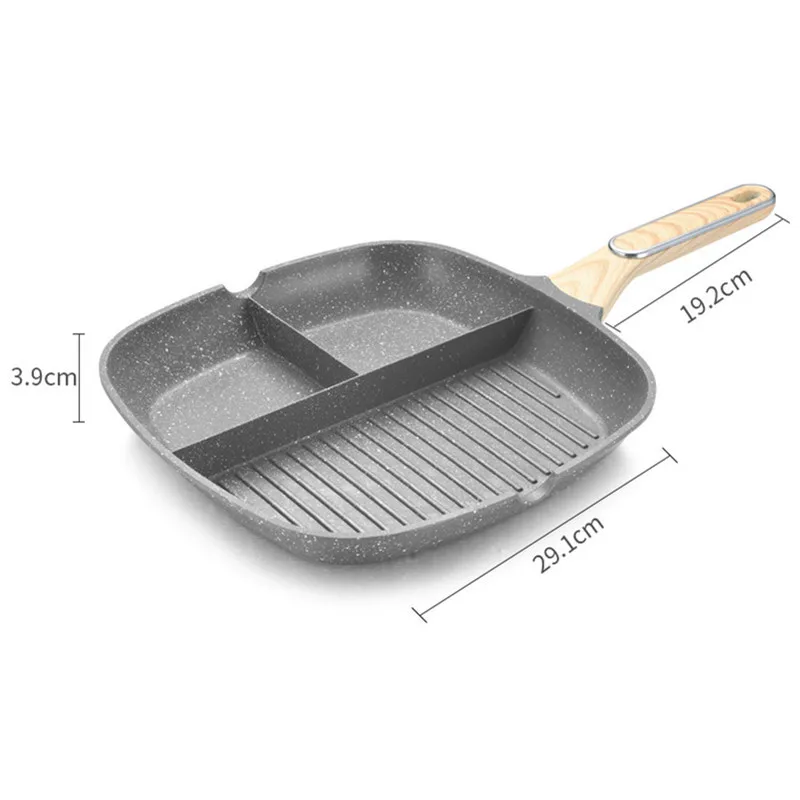 MOUMOUTEN 3 in 1 Frying Pan, Breakfast Pan, Nonstick Divided Grill Pan,  Divided Skillet Egg Beef Steak Frying Pan for Gas Stove Induction Cooker