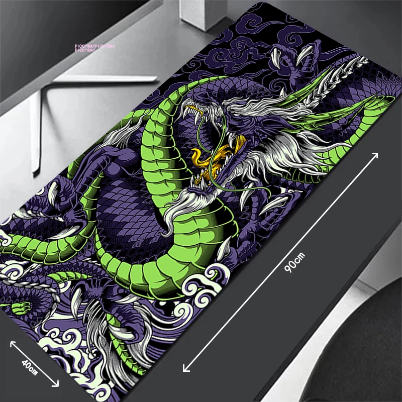Grande Jogo Mousepad com Impressão Dragão Preto e Branco Tapetes de Mesa Computador Mousepad Company Desk Pad 100x50cm - Imagem 6