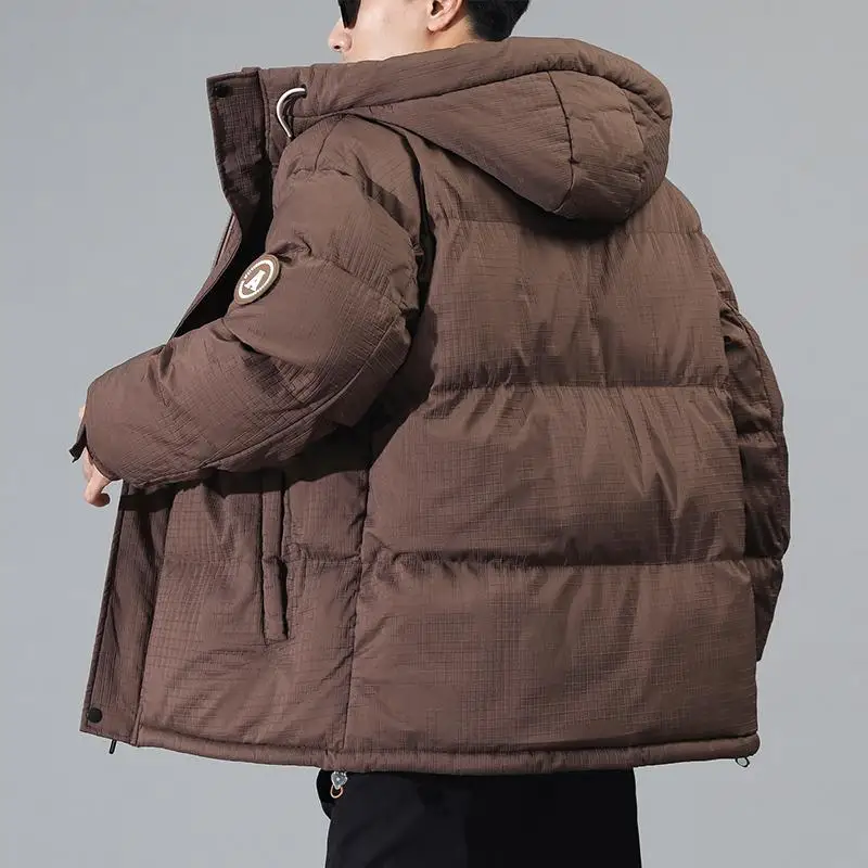 Fashion 2023 Autumn Winter Cotton-Paaded Jackets Men's Casual Tops Hooded Down Coats Outwear Loose Solid Warm And Thick Parkas