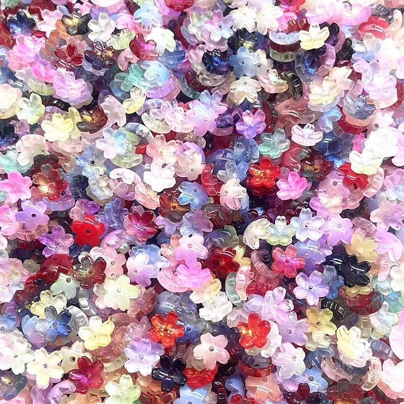 새로운 30pcs 11mm 3 차원 벚꽃 Lampwork 비즈 모자 유리 스페이서 비즈 보석 만들기 DIY 머리핀 모자를 쓰고 있죠