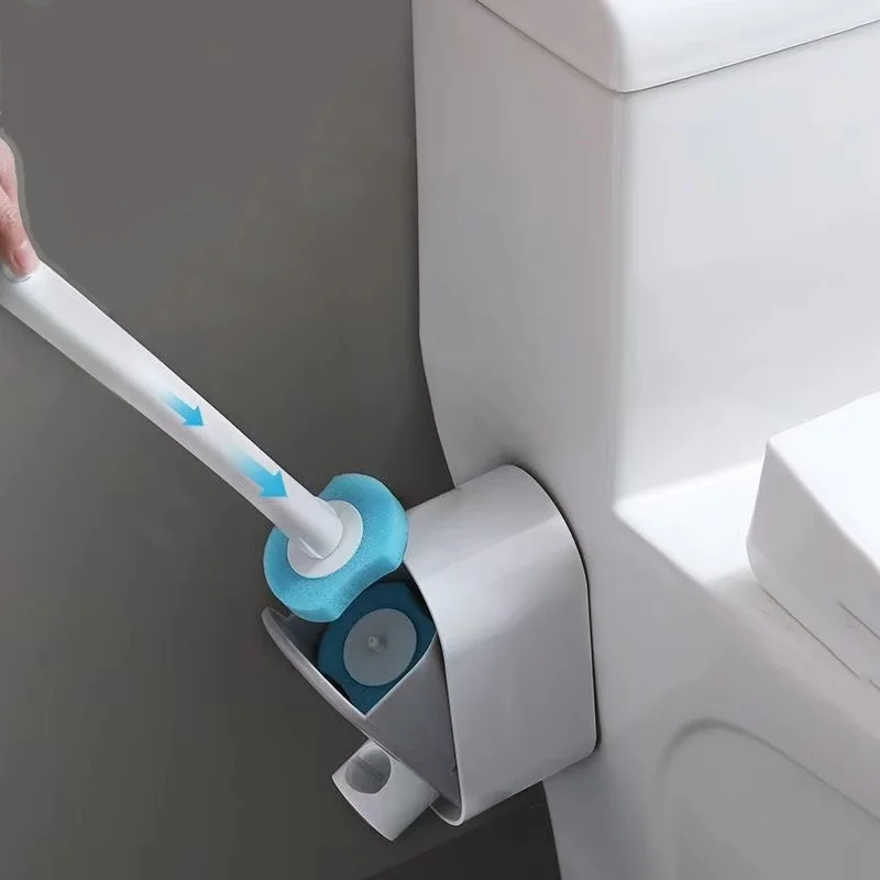 Disposable Toilet Brush Long Holder Bathroom Toilet Cleaner Brush Home Cleaning Tool WC Bathroom Accessories with Refill Heads bathroom accessories toilet brush set