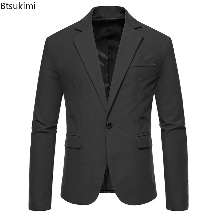 

New 2024 Men's Suede Blazer Single Button Solid Causal Slim Blazer Jackets Fashion Party Wedding Business Coats Men Formal Suits