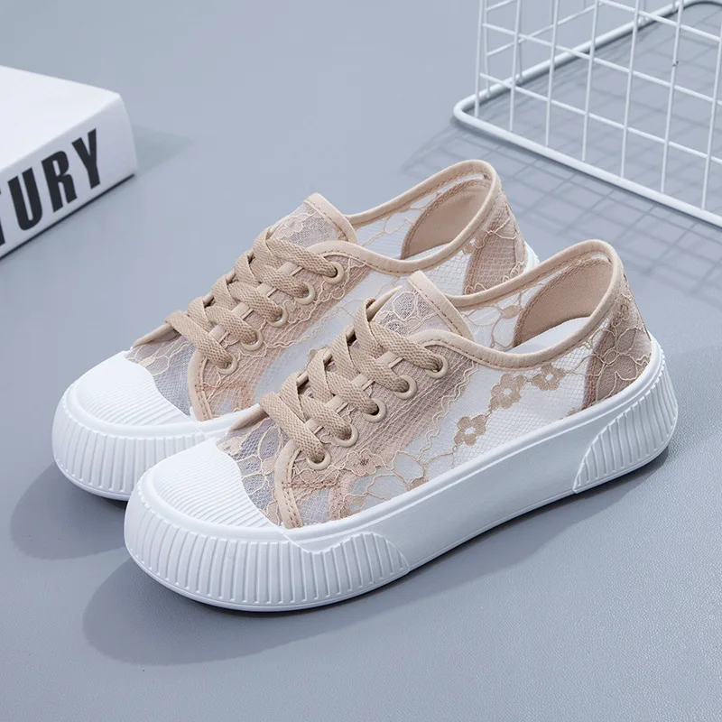 

Summer Women Lace Casual Shoes Woman Breathable Mesh Sneakers Flats Platform Floral Loafers Comfort Shallow Walking Shoes 35-40