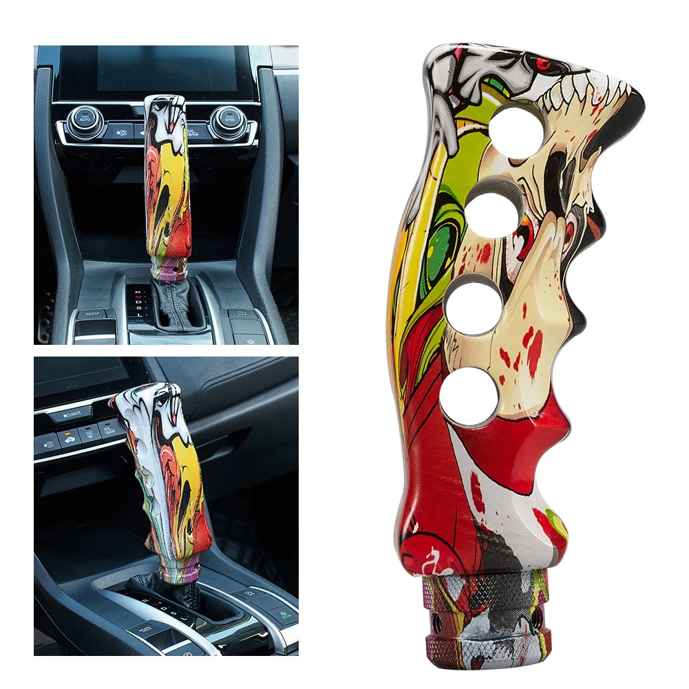 

Knife Handle Shape Graffiti Style Gear Shifter Knob Gear Knob Fit Universal Manual Transmission Vehicle Car Interior Accessories