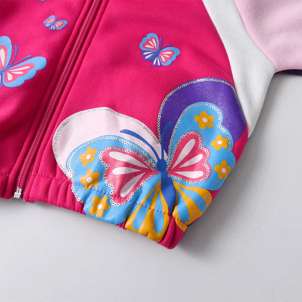 فيكيتا-سترات مطبوعة برسومات كرتونية على شكل فراشة للأطفال ، ملابس خارجية للأطفال ، سحاب ، دافئ ، سميك ، رياضي ، غير رسمي ، بنات ، خريف ، شتاء