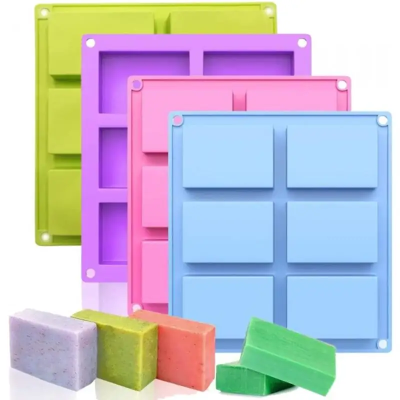 6CavitySiliconeSoapMoldsSquareRectangleShapeHandmadeSoapMouldPortableUniqueSoap