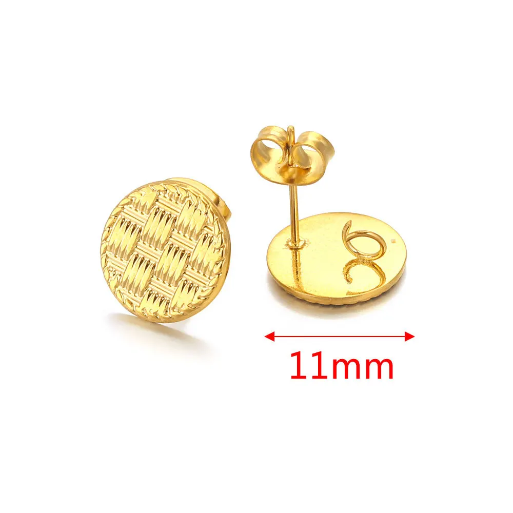Stainless Steel Braided Thread Earrings Titanium Steel DIY Round Gold-plated Ear Accessories 3