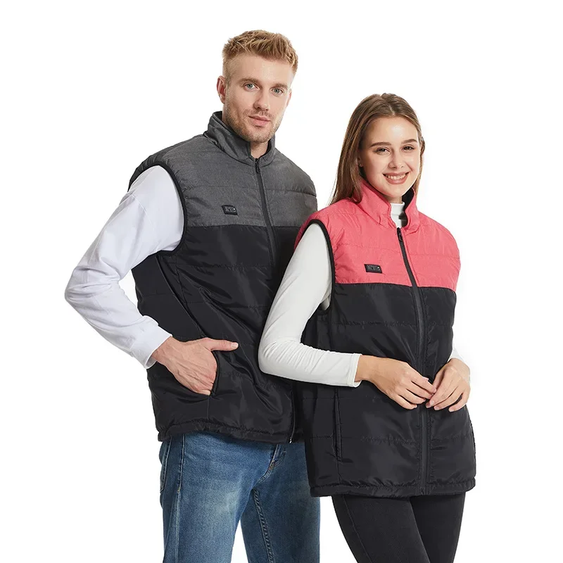 Cross-Border Four-Control Twenty-One Blocks Heat-Vest Couple's Color Block Heated Motorcycle Rider Vest mens vest heating vest