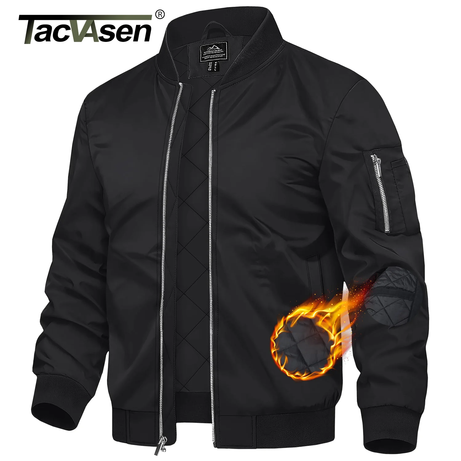 TACVASEN Winter Quilted Bomber Jackets Mens Thermal Padded