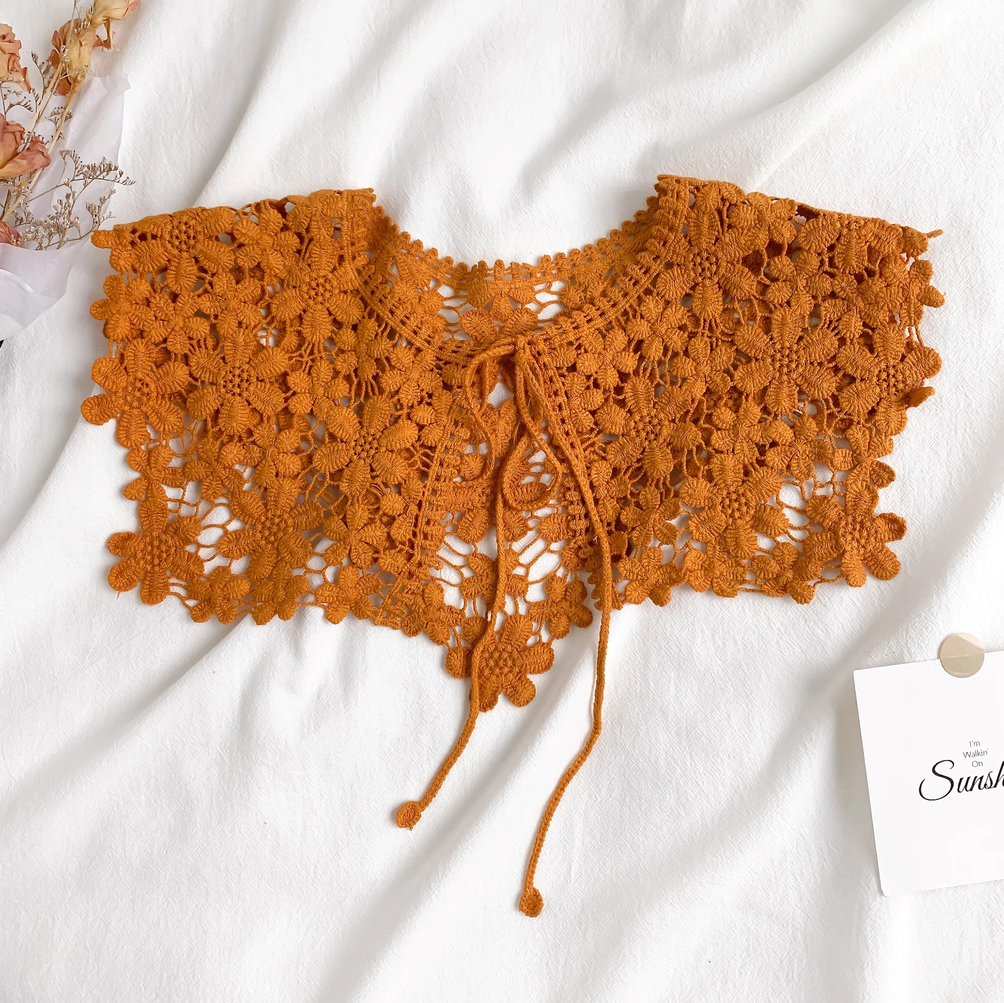 Four seasons Lace Knitted Crochet Hollow Fake Collar Women Small Shawl Decorative Women Clothes Accessories Detachable Collar