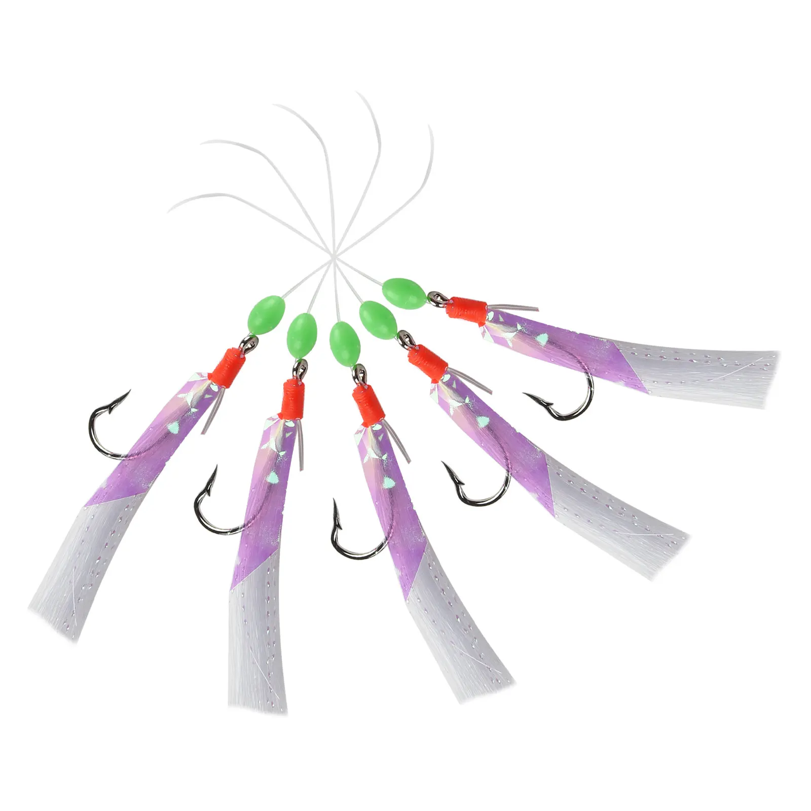 

5 Pcs/Pack Sabiki Soft-Fishing Lure Rigs Bait Jigs Lure Feather Lure Herring-Bait Tackle Tool For Mackerel And Deep Sea Fishing
