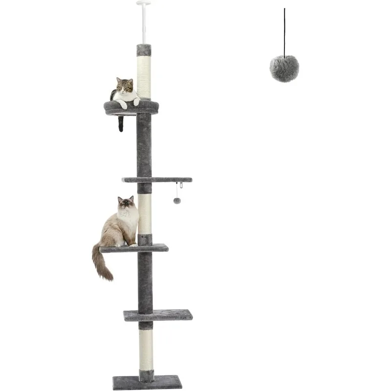 

Tower 5-Tier Floor to Ceiling Cat Tree Height(95-107 Inches) Adjustable, Tall Cat Climbing Tree Featuring with Scratching Post