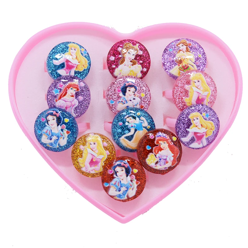 Finger Ring Jewelry Accessories 12pcs/box Disney Frozen Elsa Anna Princess Ring Resin Snow white Kids Finger Rings