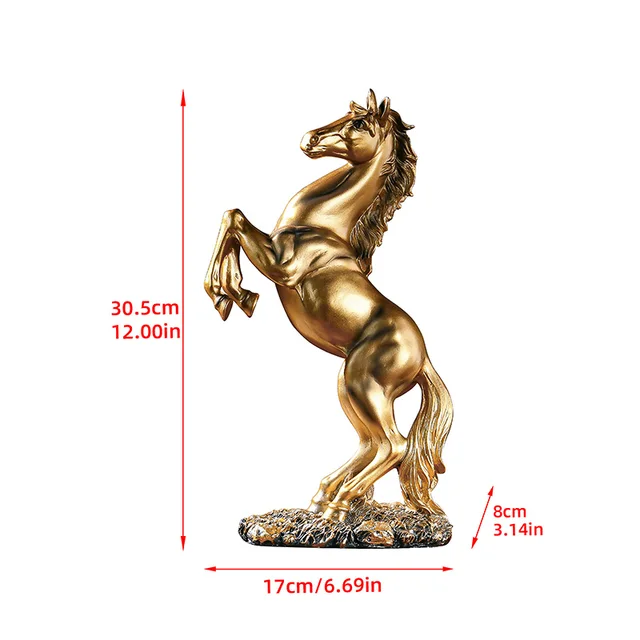 Statue de cheval de la victoire en résine, figurine animale décorative pour le salon, l'armoire et le bureau, style européen 6