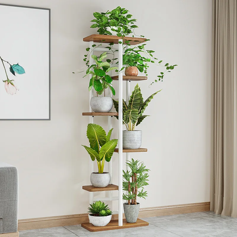Simple iron storage rack indoor living room outdoor gardening multi-layer floor to ceiling balcony flower rack