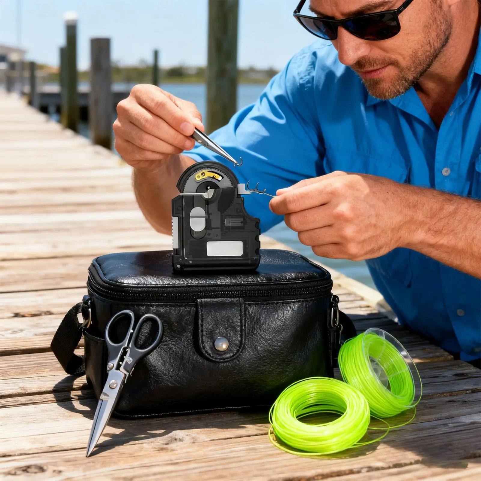 Electric Fish Knot Tying Tool Automatic Electric Knotter Device Fishing Bobbin Knotter For Rivers Black Pits Reservoirs