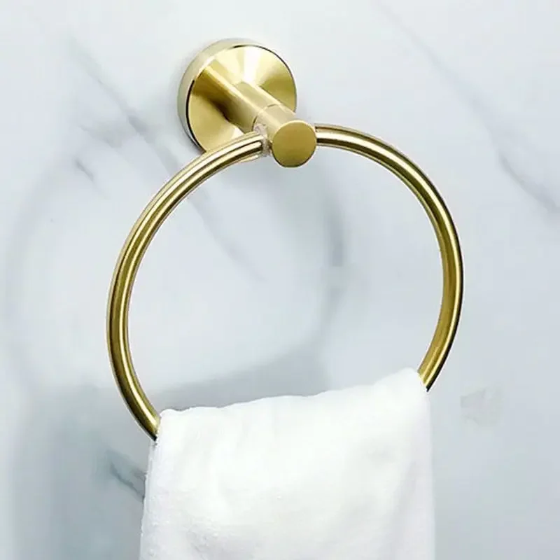Creative 304 Stainless Steel Circular Towel Rack, Wall Light, Brushed, Gold, Silver, Black, Home, Hotel, Bathroom Supplies, 1Pc